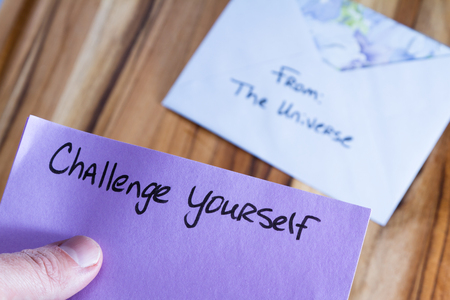 concept for a self esteem building exercise using an envelope and a empowering messageの写真素材