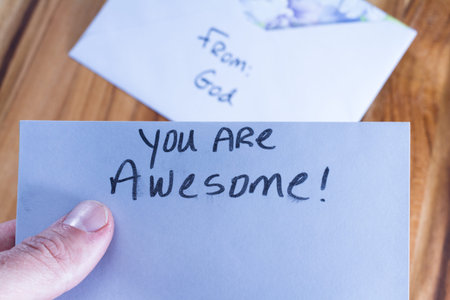 concept for a self esteem building exercise using an envelope and a empowering message