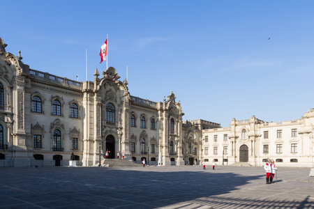 Lima - May 10 : Changing of the guards in the Presidential Palace in Lima . May 10 2016 Lima Peru.のeditorial素材