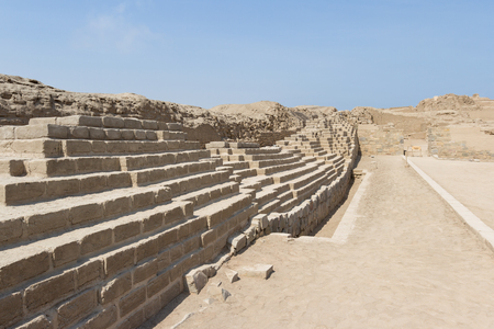 Pachacamac, Lima - May 10 : Spectacular site in the desert of Peru, with great pyramids, dwellings and temples built by different cultures. May 10 2016 Pachacamac, Lima Peru.のeditorial素材