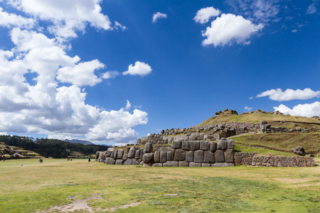 Inca site in Peru Saqsaywaman with classic Inca stone work that amazes us todayの写真素材