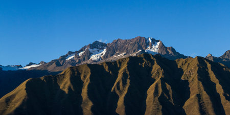 beautiful afternoon view of glaciers in the Peruvian Mountains