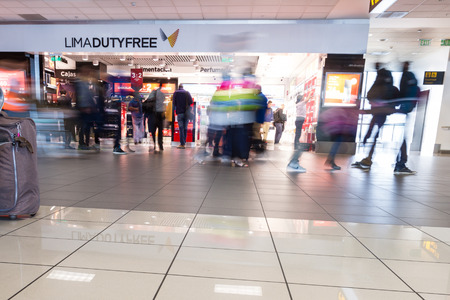 Lima Peru - May 20 : Travelers walking inside of the International Airport in Lima. May 20 2016, Lima Peru.のeditorial素材