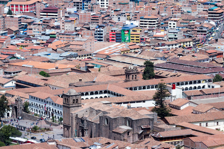 Cusco, Peru - May 14 : View of the city of Cusco from the ancient site of Saqsaywaman. May 14 2016, Cusco Peru.のeditorial素材