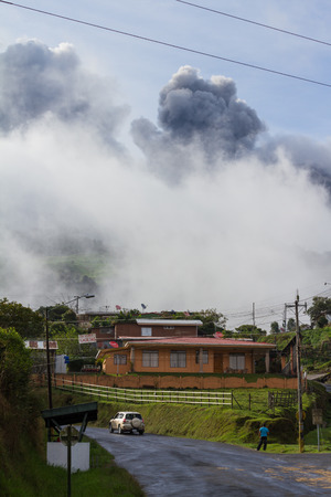 Turrialba, Costa Rica - May 21 : Ash eruption from the Turrialba Volcano jut a few miles outside of the park. May 21 2016, Turrialba Costa Rica.のeditorial素材