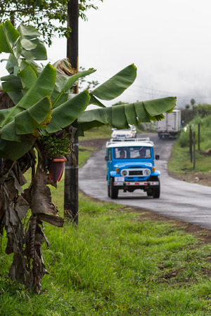 Turrialba, Costa Rica - May 21 : Narrow roads and two way traffic in tropical Costa Rica. May 21 2016, Turrialba Costa Rica.のeditorial素材
