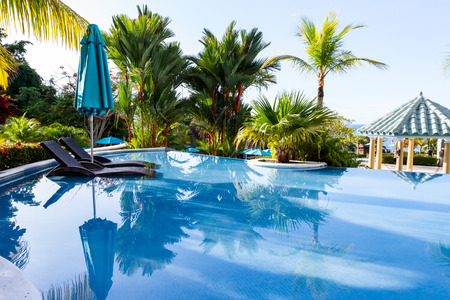 Santa Clara, Panama- June 15: Beautiful view of the Sheraton Bijao hotel and swimming pool in the morning. June 15 2016, Santa Clara, Panama.のeditorial素材