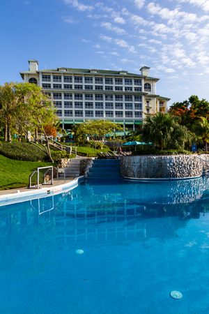 Santa Clara, Panama- June 15: Beautiful view of the Sheraton Bijao hotel and swimming pool in the morning. June 15 2016, Santa Clara, Panama.のeditorial素材