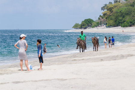 Santa Clara, Panama- June 12: local tour guide offering beach horseback tours in Panama. June 12 2016, Santa Clara, Panama.のeditorial素材