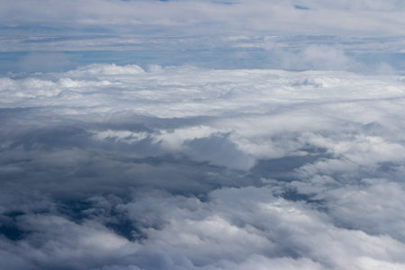 aerial view of cloud cover over central america from an airplane