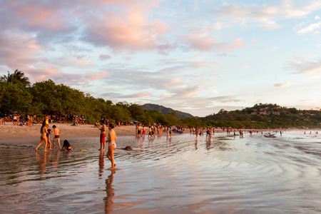Playa Flamingo, Costa Rica - December 30: People enjoying the last days of 2017 in a warm beautiful beach. December 30 2017, Playa Flamingo Costa Rica.のeditorial素材