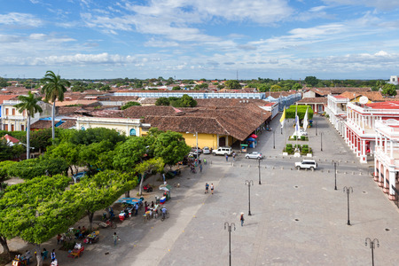 Granada, Nicaragua - January 20: View of the park from the bell tower of the Cathedral. January 20 2018, Granada, Nicaraguaのeditorial素材
