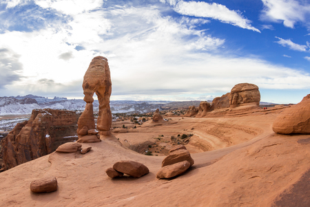 Wide angle perspective of the area of Delicate Arch n Arches National Parkの写真素材