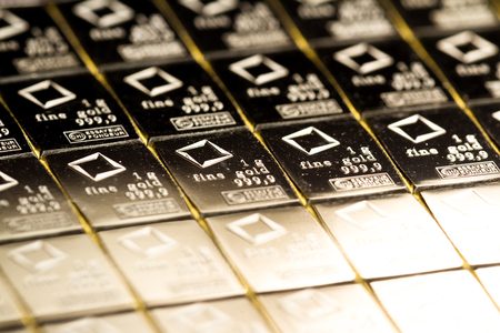 Medford, Oregon - November 04: Close up of a Valcambi gold bar perforated into breakable 1 oz pieces of gold. November 04, Medford, Oregon.のeditorial素材