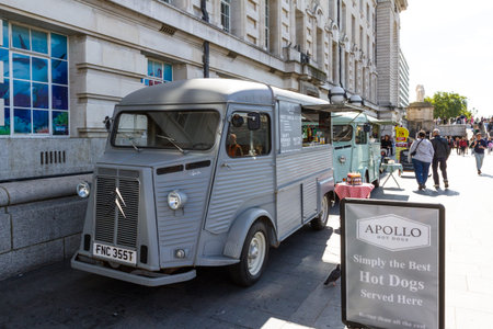 London  - September 05 2019: Mobile food truck offering goodies on the Queen's Walk, London...