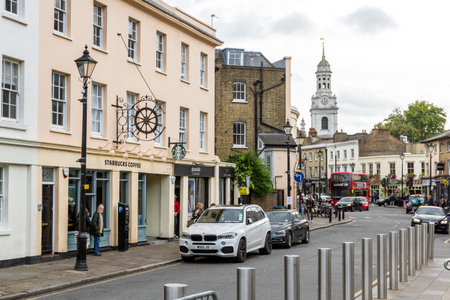London  - September 05 2019: Starbucks on one of the main streets of Greenwich, London September 05,...