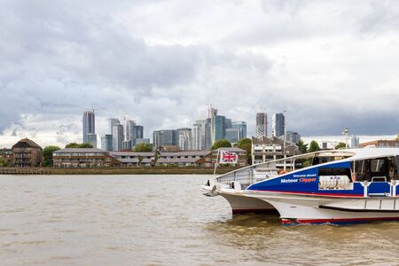 London  - September 05 2019: Skyscrapers in the Canary Wharf known as the secondary Central Business District, London September 05,  2019のeditorial素材