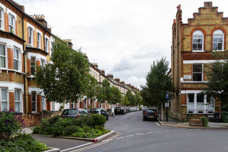 London  - September 06 2019: Residential neighborhood in South Lambeth, London September 06,  2019