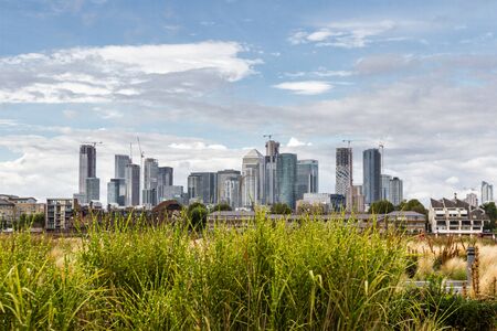London  - September 05 2019: Skyscrapers in the Canary Wharf known as the secondary Central Business District, London September 05,  2019のeditorial素材