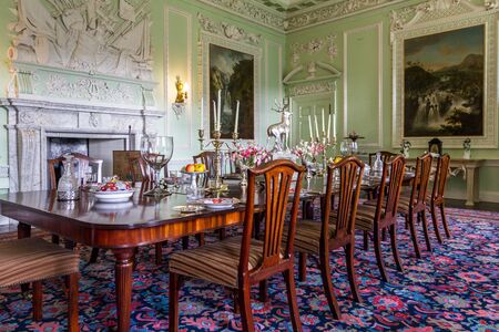 Perthshire Scotland  - September 10 2019: Dining room details of Blair Castle in the Scottish Highlands, UK September 10,  2019のeditorial素材