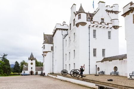Pitlochry Scotland  - September 12 2019: Stuart the piper performing outside of Blair Castle in the Scottish Highlands, Perthshire UK September 12,  2019のeditorial素材
