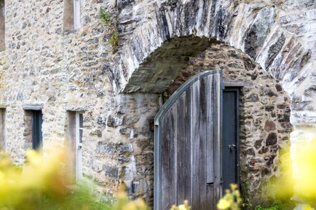 Pitlochry Scotland  - September 12 2019: Stone walls and doorway inside of Hercules Garden at Blair Castle in the Scottish Highlands, Perthshire UK September 12,  2019のeditorial素材