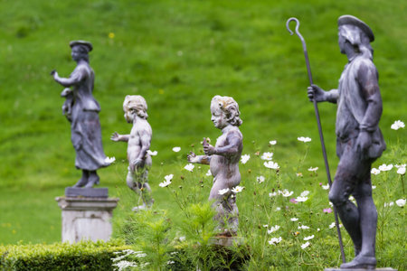 Pitlochry Scotland  - September 12 2019: Art Sculptures inside of Hercules Garden in the  Blair Castle grounds, Perthshire UK September 12,  2019のeditorial素材