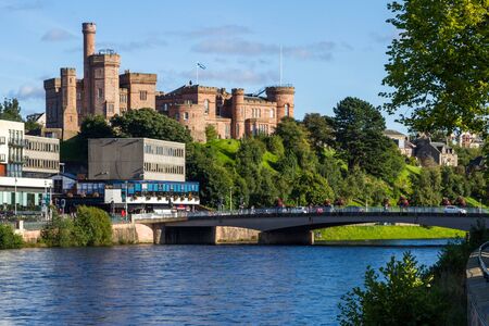 Scotland  - September 07 2019: View of Inverness Castle on a beautiful sunny day from across the river Ness, Scotland, UK September 07,  2019のeditorial素材