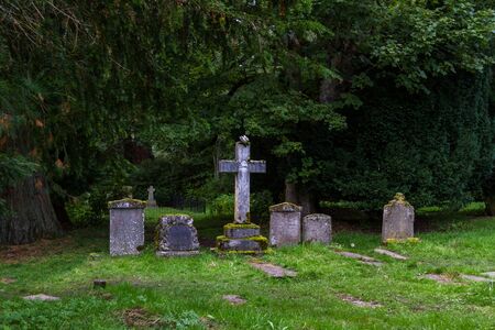 Scotland  - September 10 2019: Grave markers at s small cemetery in St Bride's Kirk on the Blair Castle grounds, UK September 10,  2019のeditorial素材