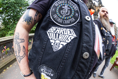 Edinburgh Scotland  - September 13 2019: Swedish Chapter of the Bearded Villains gathering next to...