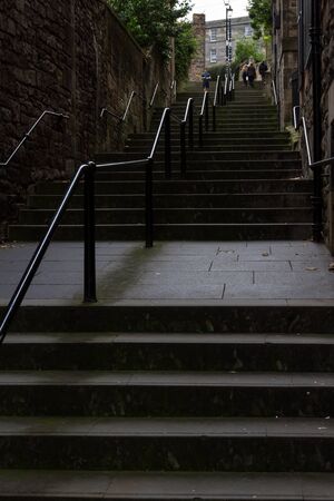 Edinburgh Scotland  - September 13 2019: Looking up the Miss Jean Brodie Steps from the lawnmarket street, UK September 13,  2019のeditorial素材