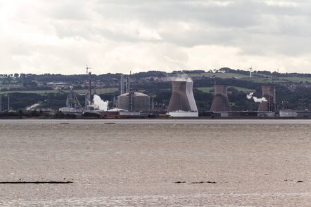 Grangemouth, Scotland  - September 16 2019: View of the oil refinery from Culross across the Firth of Forth, Grangemouth UK September 16,  2019のeditorial素材