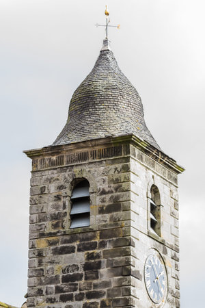 Culross, Scotland  - September 16 2019: The clock tower constructed in 1783 as an addition to the...