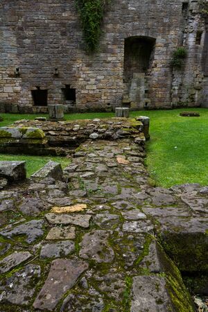 Culross, Scotland  - September 16 2019: Details of the stone construction dating back to the 1200s of the Culross Abbey, Fife, UK September 16,  2019のeditorial素材