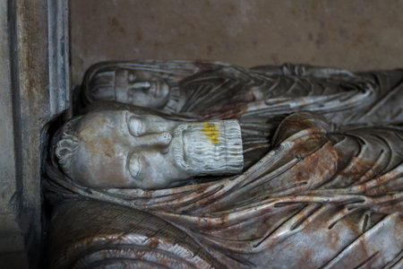 Culross, Scotland  - September 16 2019: Close op and detail of the Grand Renaissance monument for...