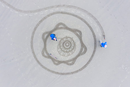 Bandon by the Sea, Oregon / USA - March 08 2020: Detailed artwork created by the team of Circles in...
