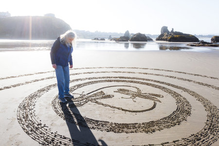 Bandon by the Sea, Oregon / USA - March 13 2020: Detailed artwork created by the team of Circles in...