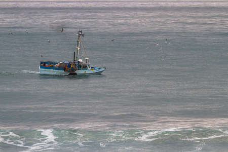 Nesika Beach, Oregon / USA - February 28 2020: The Aries, a small fishing vessel out of Port Orford fishing the southern Oregon coastのeditorial素材