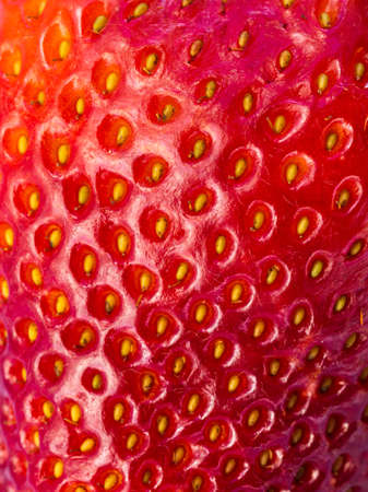 close up of a rest red ripe strawberry with golden seeds and amazing textureの写真素材