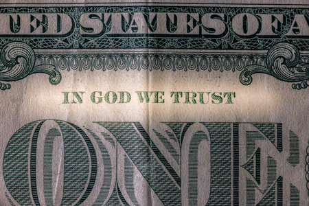 Macro image of a one dollar bill with soft glow as a coneptの写真素材