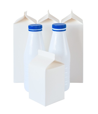 Milk Boxes isolated on white backgroundの写真素材