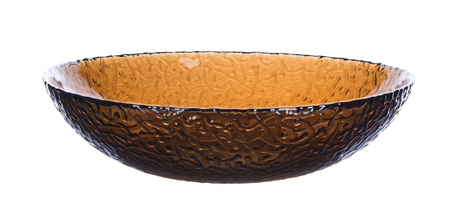 Dark empty glass plate isolated on white backgroundの写真素材