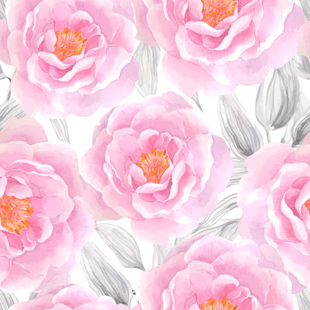 Watercolor seamless roses pattern. Background for web pages, wedding invitations, save the date cards.のイラスト素材