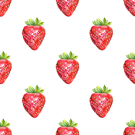 Watercolor of strawberry seamless pattern.Organic food illustration.のイラスト素材