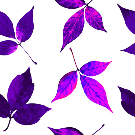 Leaves seamless pattern. Collection of watercolor hand drawn leaves.のイラスト素材