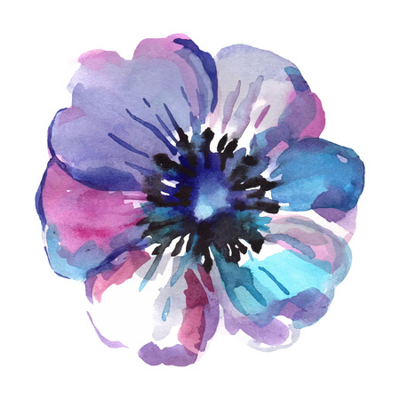 Watercolor illustrations of blue flower isolated on white background. Background for your design and decor.のイラスト素材