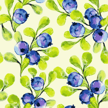 Seamless pattern with blueberries. Ornament theme for your design