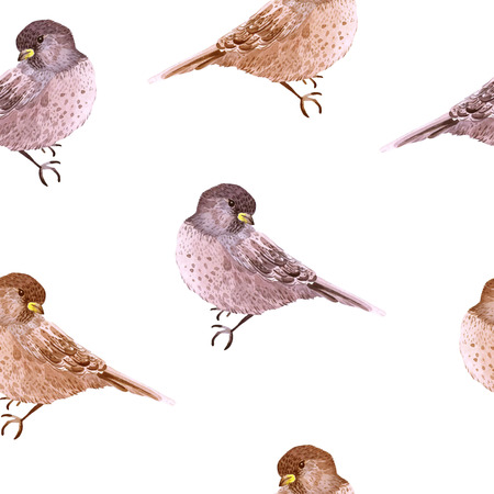 Watercolor seamless pattern with  birds. Vector illustrationのイラスト素材