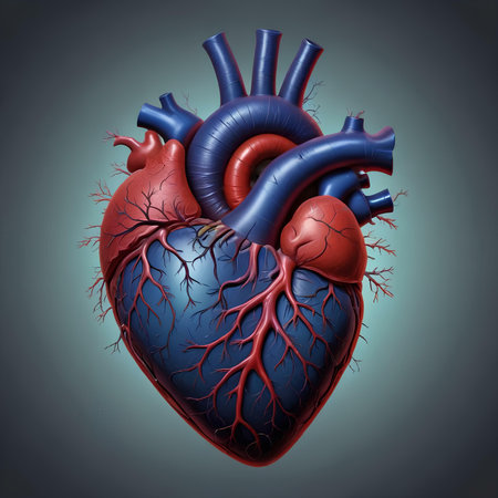 Human heart with circulatory system. 3d render on gray backgroundの素材