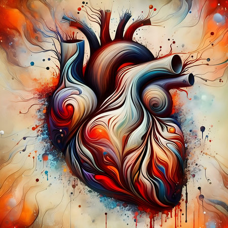 abstract colorful background with a tree in the form of a heartの素材